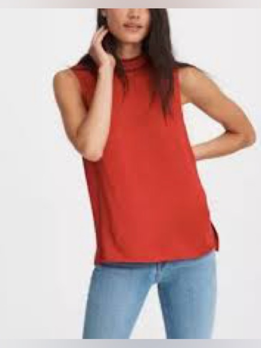 Chico's Sleeveless Mock Neck Tank Top - Rust Red